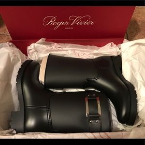 Roger Vivier Women Rain Boots shoes Black 38 7.5
